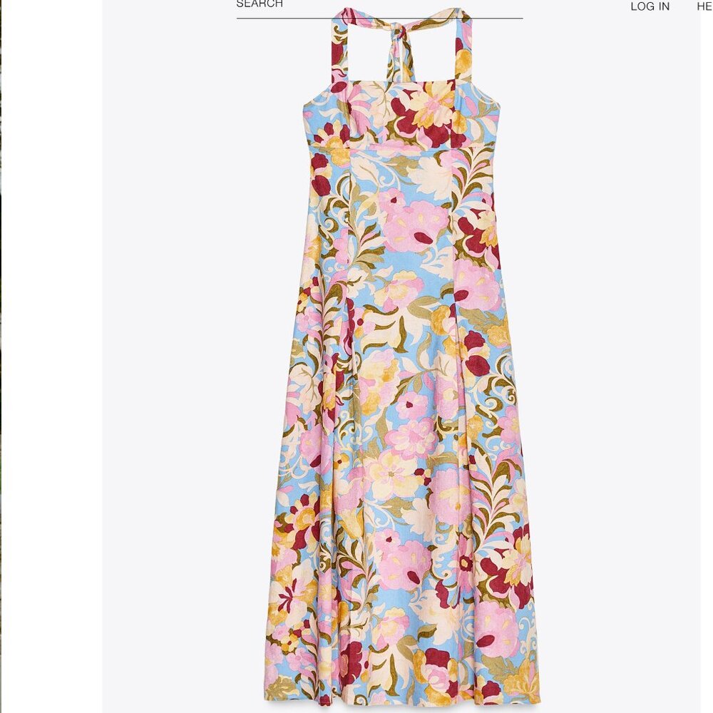 Zara Nwt Floral Halter Maxi Dress - Picture 1 of 15